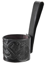 Cuir Titulaire de Corne pour Corne à Boire, Relief Drache, Jelling-Stil, Noir