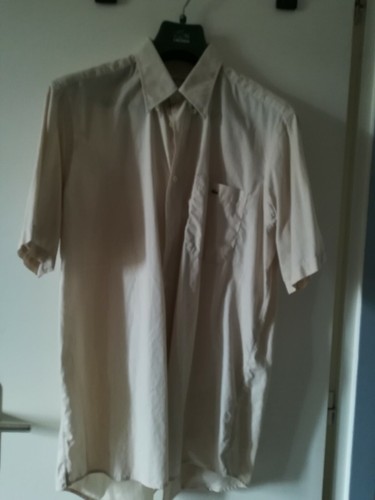 Chemise beige unie lacoste - chemise, mc