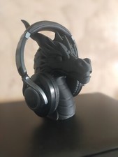 support casque audio détaillé design dragon Noir