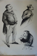Noël DORVILLE (1874-1938) LITHO ORIGINALE CARICATURE HOMME BEAUNE SATIRISME 1902