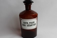Ancien flacon d'apothicaire Eau sédative pharmacie (34713)