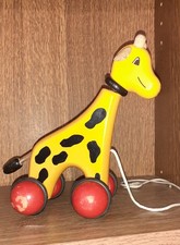 Jouet ancien girafe en bois