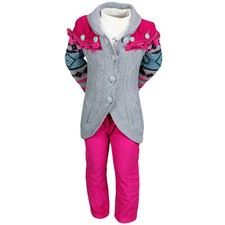 ENSEMBLE ENFANT VETEMENTS HIVER FILLE PANTALON ROSE FONCE + GILET + T SHIRT
