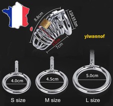 Homme Cage De Chasteté En Métal Avec 3 Anneaux Fétichisme Soumission Domination