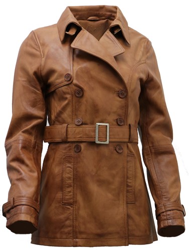 Manteau trench cuir - manteau, en