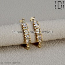 Naturel Coupe Baguette Diamant 925 Argent Femme Boucle Oreilles Plaqué Or Bijoux