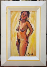 tableau de Gérard Fagard (1938-2021): nu féminin de profil