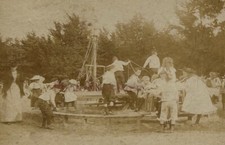 Jeux d’enfants Manège c1900 Photo Stereo Amateur Vintage Citrate P76L7n