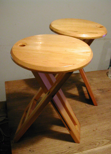 Tabourets pliants bois clair - 2,