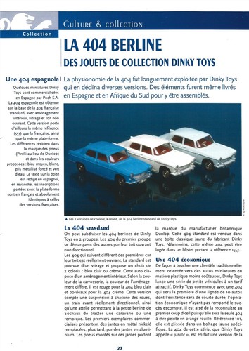 Fiche dinky toys peugeot - fiche,