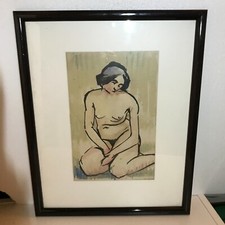 AQUARELLE SIGNEE MARCEL ROCHE 1919 CADRE 48 X 39 DESSIN 30 X 19 CM