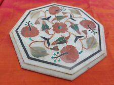 Dessus de table ancien Marbre Pietra Dura Floral Pierres semi-précieuses Inde J