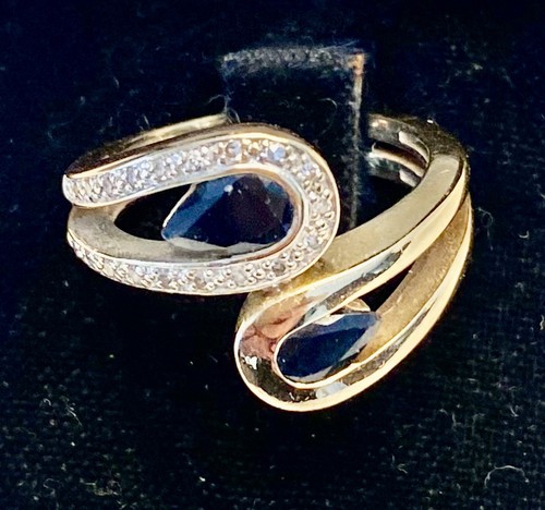 Bague saphir diamant - or,