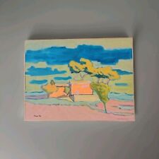 Belle Peinture Acrylique Fauve Paysage. Signé PNJ 74