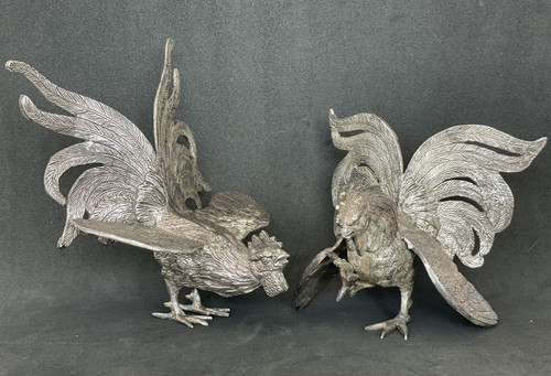 Sculptures coqs combat en - au, combat,
