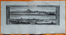 VAN DER AA Gravure originale c1725 VUES DE SAUMUR ET TOURS Anjou Touraine Loire