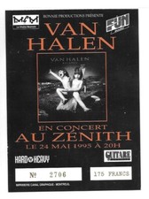 RARE / TICKET BILLET DE CONCERT - VAN HALEN : LIVE A PARIS ( FRANCE ) 1995