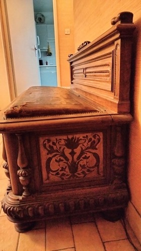 Coffre banc ancien bois et - banc, en