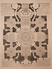 XIXe Grande Gravure Plan général magnifique église royale des Invalides PARIS
