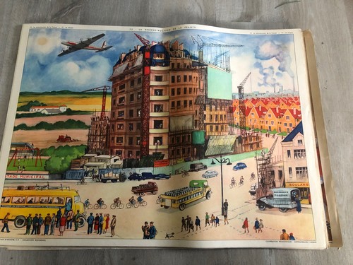Ancienne affiche carte - affiche, ecole