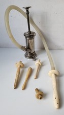 Ancien INJECTEUR SOUPAPE IRRIGATEUR CLYSTÈRE LAVEMENT canule os corne médical