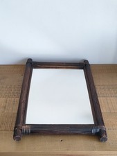Ancien Miroir Mural en Bois Foncé/ Brun façon Bambou - Vintage 