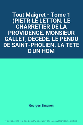 Tout maigret tome pietr - -,