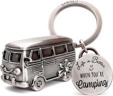 Porte-clés Camping avec Remorque 3D - Cadeau pour Caravane et Camping-car -... 