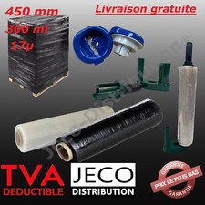 Rouleau bobine Film Étirable Manuel NOIR Opaque ou TRANSPARENT 45cmx300m Palette