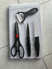 LOT SET DECOUPE 2 COUTEAUX + 1 PAIRE CISEAUX + 1 EPLUCHEUR  CERAMIQUE - NEUF