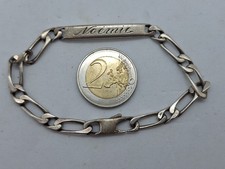 Gourmette maille argent massif 925 monogramme NOEMIE et Dates au verso 13,63g