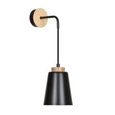 Applique Murale Noire Métal Bois Scandinave ROGER Lampe De Lit Canapé