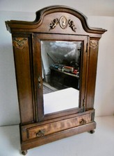 RARE ARMOIRE DE POUPÉE ANCIENNE ACAJOU AVEC CAMÉE ET ANGELOTS EN BRONZE Ht 56 cm