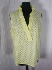 Top tee shirt débardeur leger JUST WHITE sans manches 42d 44fr jaune à pois