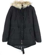 Replay Veste Femme M Noir Fausse Fourrure Doublé avec Capuche Fermeture Parka