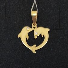 Pendentif Or 18K 750 Mls. 2 Dauphins Formant Un Cœur. Réf 4123