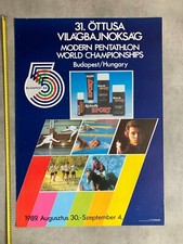 modern pentathlon world championships budapest hungary 1989 vintage poster