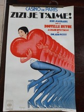 AFFICHE ANCIENNE CABARET REVUE PARISIENNE ZIZI JEANMAIRE CASINO DE PARIS SIGNEE