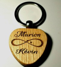 superbe porte clefs coeur bois