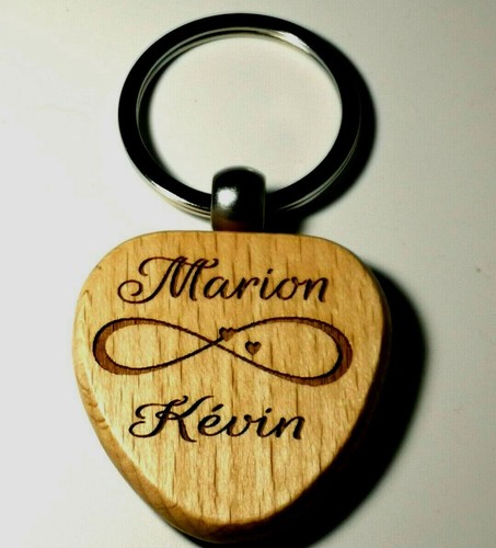 Superbe porte clefs coeur bois - superbe,