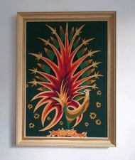 tableau paon tapisserie canevas laine broderie rétro no lurcat picart le doux 