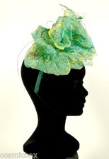Chapeau de cérémonie femme serre tête MADE in FRANCE vert cocktail green hat NEW