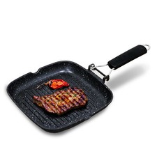 Poêle à Griller Induction Antiadhésif Titane 28x28cm Fonte d'Aluminium sans PFOA