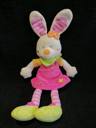 Doudou pantin lapin robe - , rose