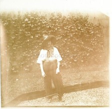 Chapeau Tenue Mode ca 1930, Photo Stereo Vintage Plaque Verre VR3L10