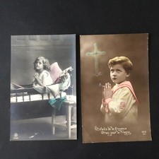 2 CPA La Prière Des Enfants 1915 Cartes Postales Religieuses
