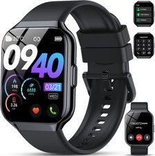 QCOQ Montre Connectée Femme & Homme – Écran 1.96" Full Touch, Appels Bluetooth &