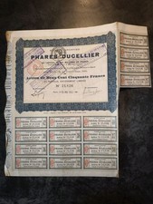 Action Au Porteur Phares Ducellier 1922