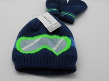 WARM CARTER'S BABY GIRL OR BOY WINTER FALL KNIT CAP MITTENS SET  12-24 MOS NWT