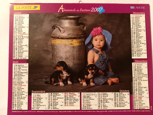 Calendrier des postes - calendrier,